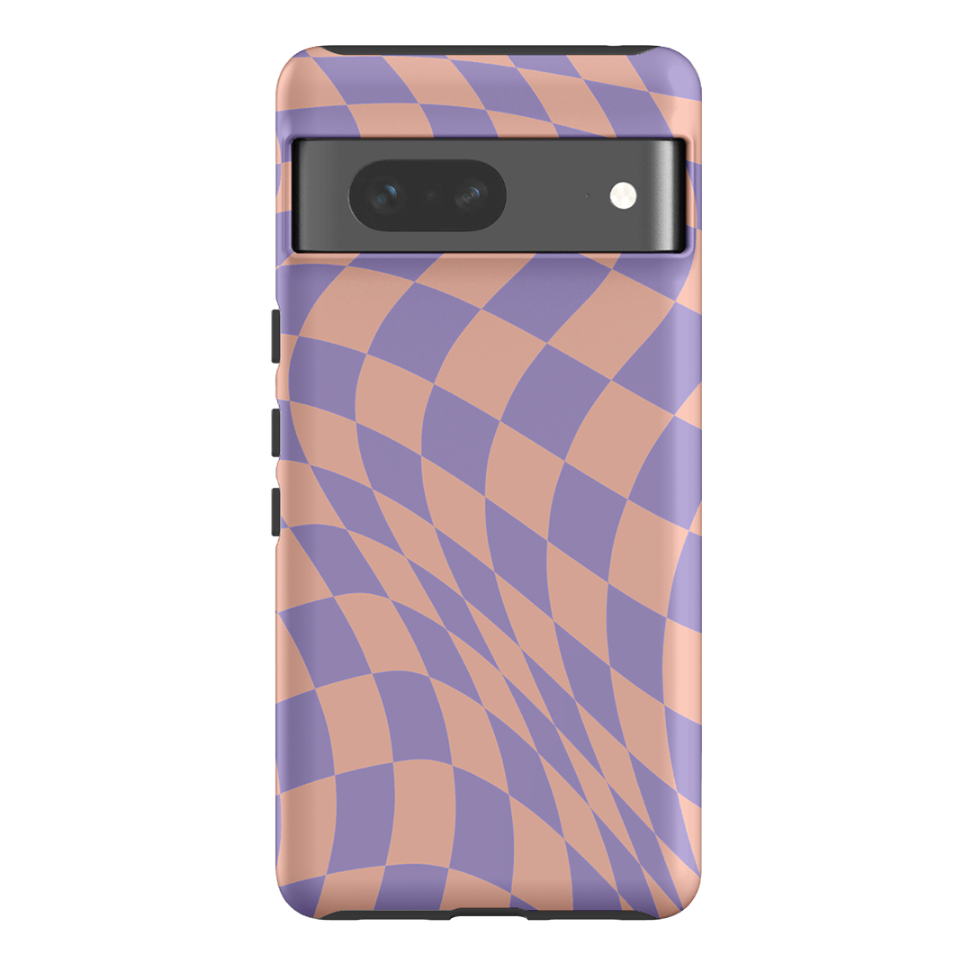 Wavy Check Lilac on Blush Matte Case Matte Phone Cases Google Pixel 7 / Armoured by The Dairy - The Dairy