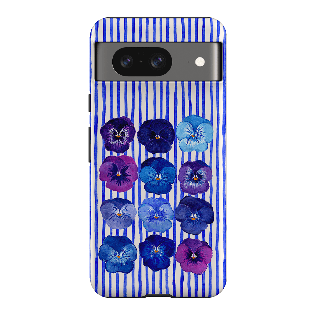 Striped Pansies Printed Phone Cases Google Pixel 8 / Armoured by Kayla Henley - The Dairy