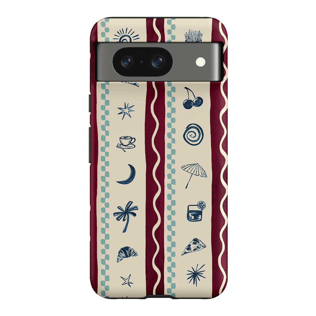 Summer Snacks Burgundy Printed Phone Cases Google Pixel 8 / Armoured by Charlie Taylor - The Dairy