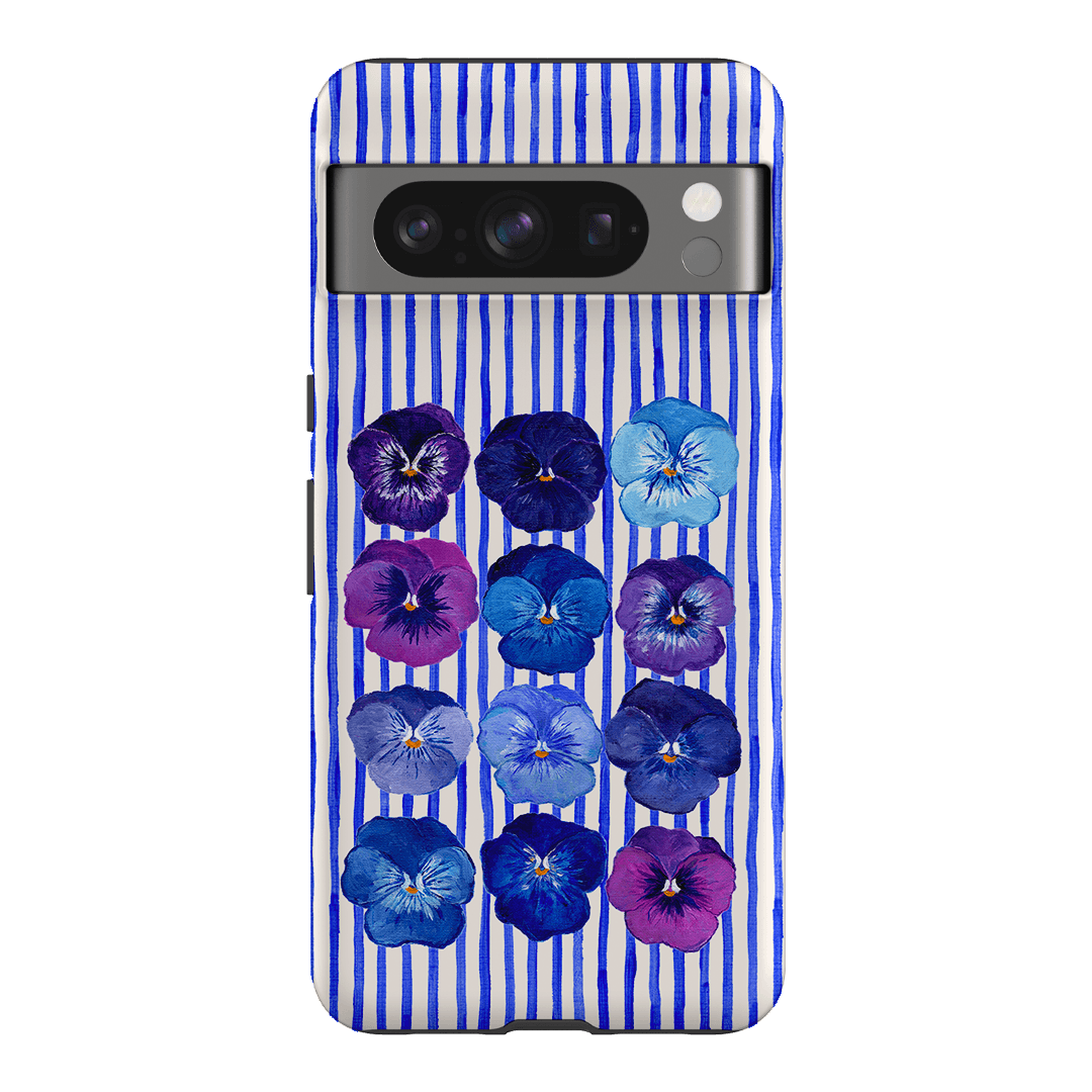 Striped Pansies Printed Phone Cases Google Pixel 8 Pro / Armoured by Kayla Henley - The Dairy