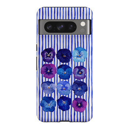 Striped Pansies Printed Phone Cases Google Pixel 8 Pro / Armoured by Kayla Henley - The Dairy