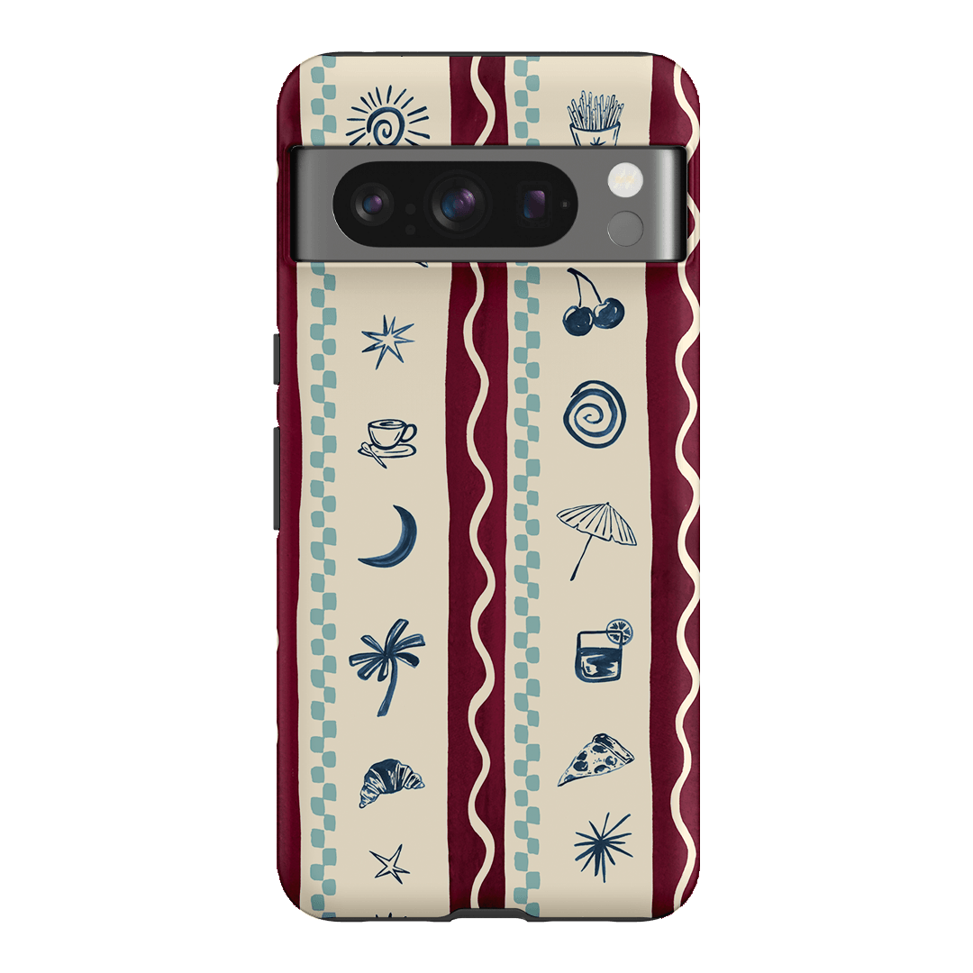 Summer Snacks Burgundy Printed Phone Cases Google Pixel 8 Pro / Armoured by Charlie Taylor - The Dairy