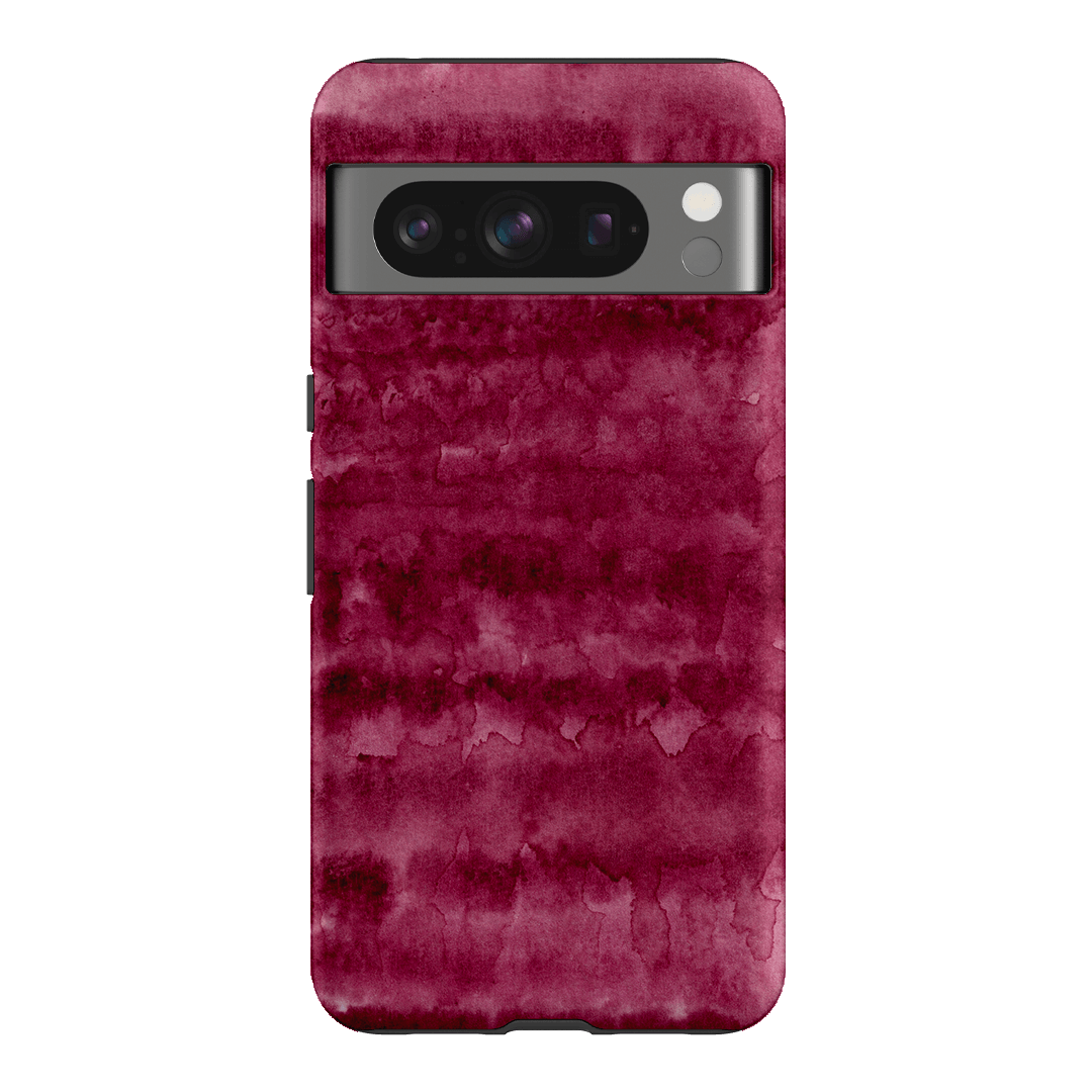 Watercolour Stripes Burgundy Printed Phone Cases Google Pixel 8 Pro / Armoured by The Dairy - The Dairy