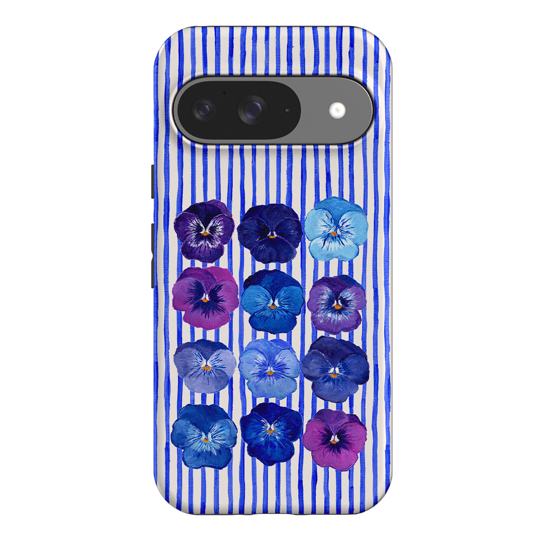 Striped Pansies Printed Phone Cases Google Pixel 9 / Armoured by Kayla Henley - The Dairy