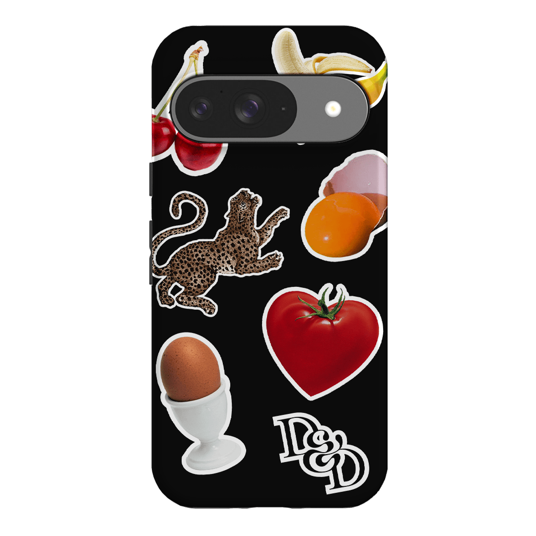 Sunday Stickers Black Printed Phone Cases Google Pixel 9 / Armoured by Desmond & Dempsey - The Dairy