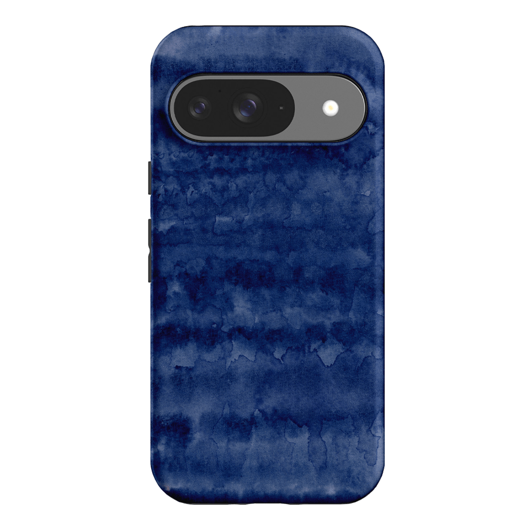 Watercolour Stripes Navy Printed Phone Cases Google Pixel 9 / Armoured by The Dairy - The Dairy