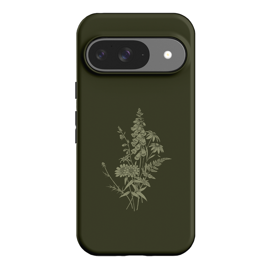 Wildflowers Olive Printed Phone Cases Google Pixel 9 / Armoured by Typoflora - The Dairy