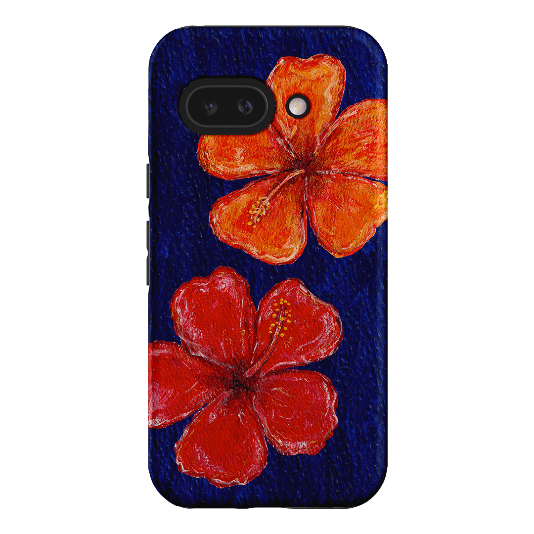 Hibiscus Flower Deep Blue Printed Phone Cases Google Pixel 9A / Armoured by BG. Studio - The Dairy