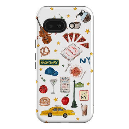 NYC White Printed Phone Cases Google Pixel 9A / Armoured by BG. Studio - The Dairy