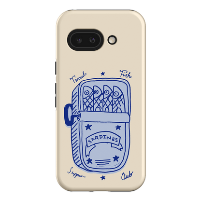 Sardine Social Blue Printed Phone Cases Google Pixel 9A / Armoured by The Dairy - The Dairy