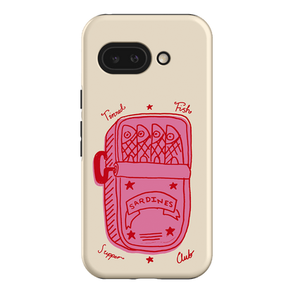 Sardine Social Red Printed Phone Cases Google Pixel 9A / Armoured by The Dairy - The Dairy