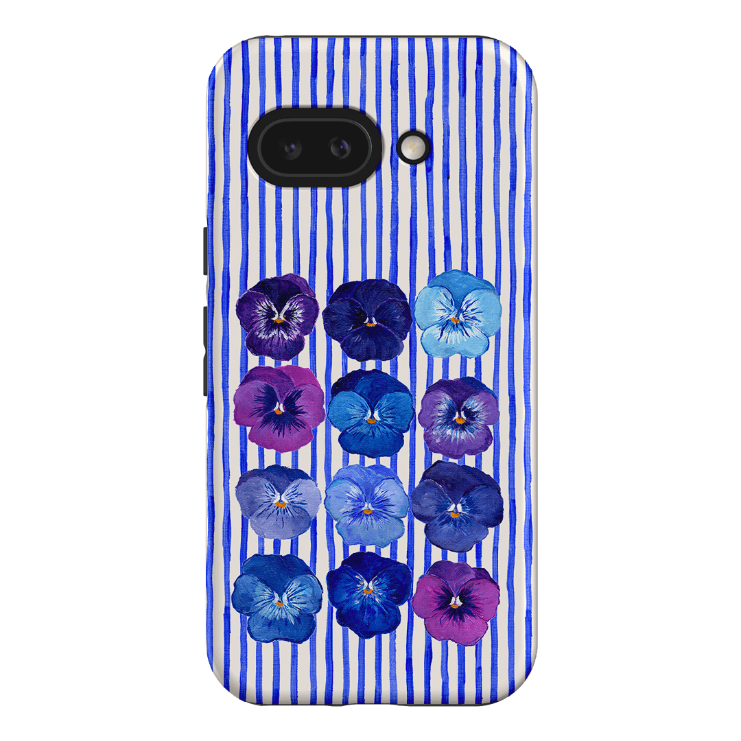 Striped Pansies Printed Phone Cases Google Pixel 9A / Armoured by Kayla Henley - The Dairy