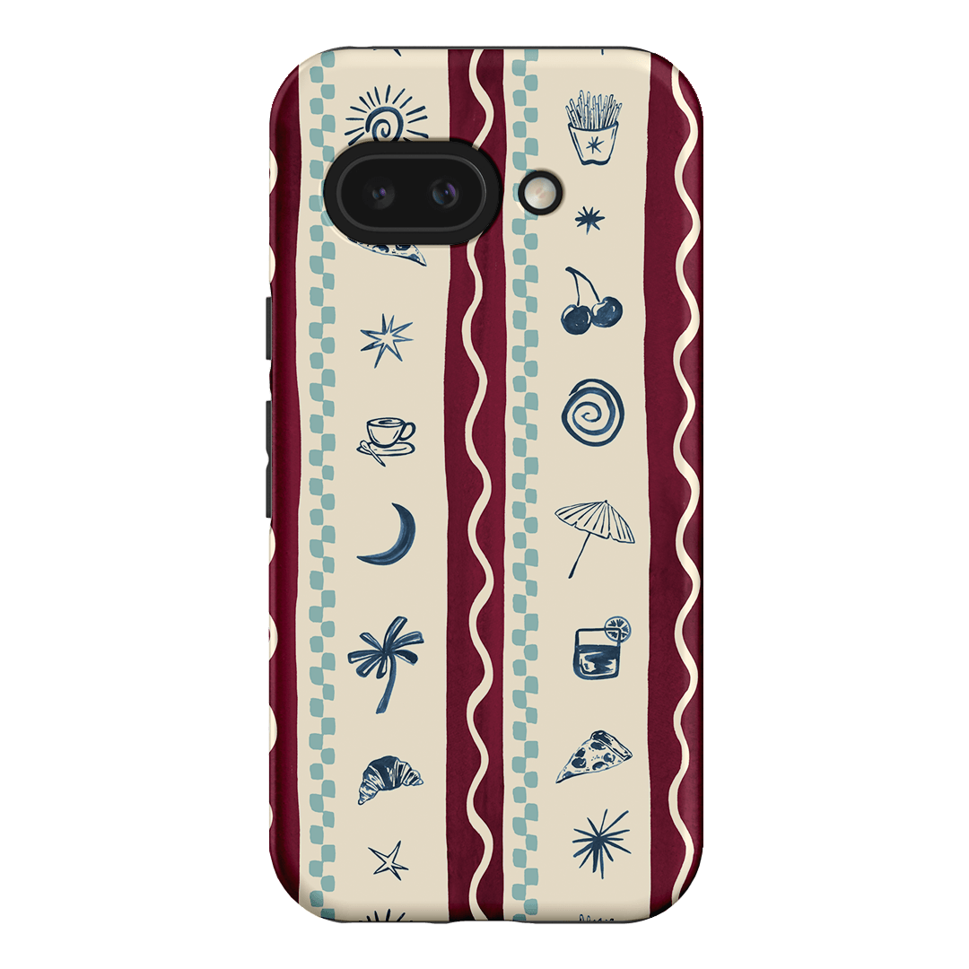 Summer Snacks Burgundy Printed Phone Cases Google Pixel 9A / Armoured by Charlie Taylor - The Dairy