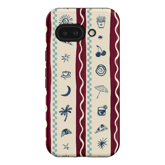 Summer Snacks Burgundy Printed Phone Cases Google Pixel 9A / Armoured by Charlie Taylor - The Dairy