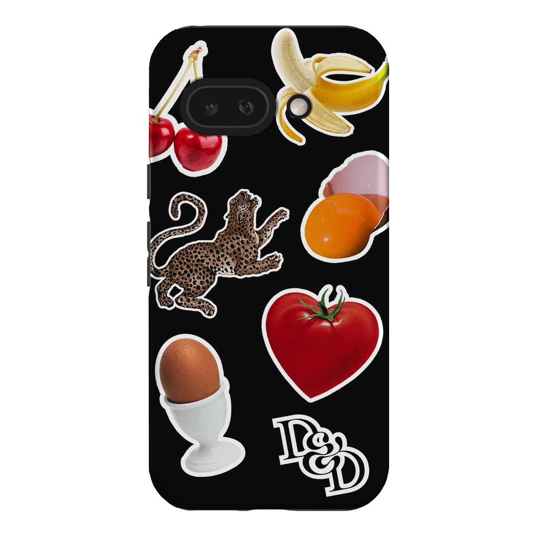 Sunday Stickers Black Printed Phone Cases Google Pixel 9A / Armoured by Desmond & Dempsey - The Dairy