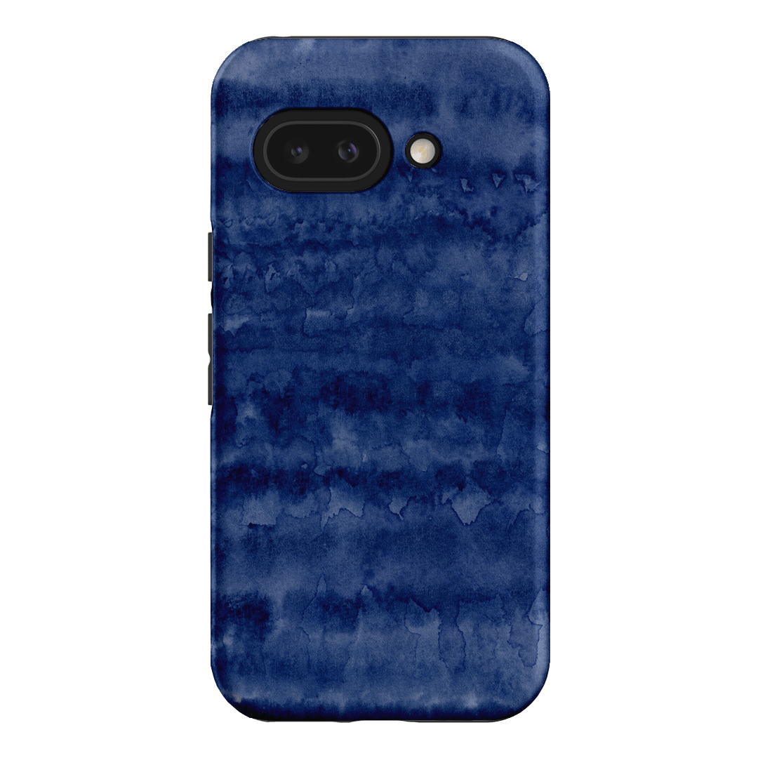 Watercolour Stripes Navy Printed Phone Cases Google Pixel 9A / Armoured by The Dairy - The Dairy