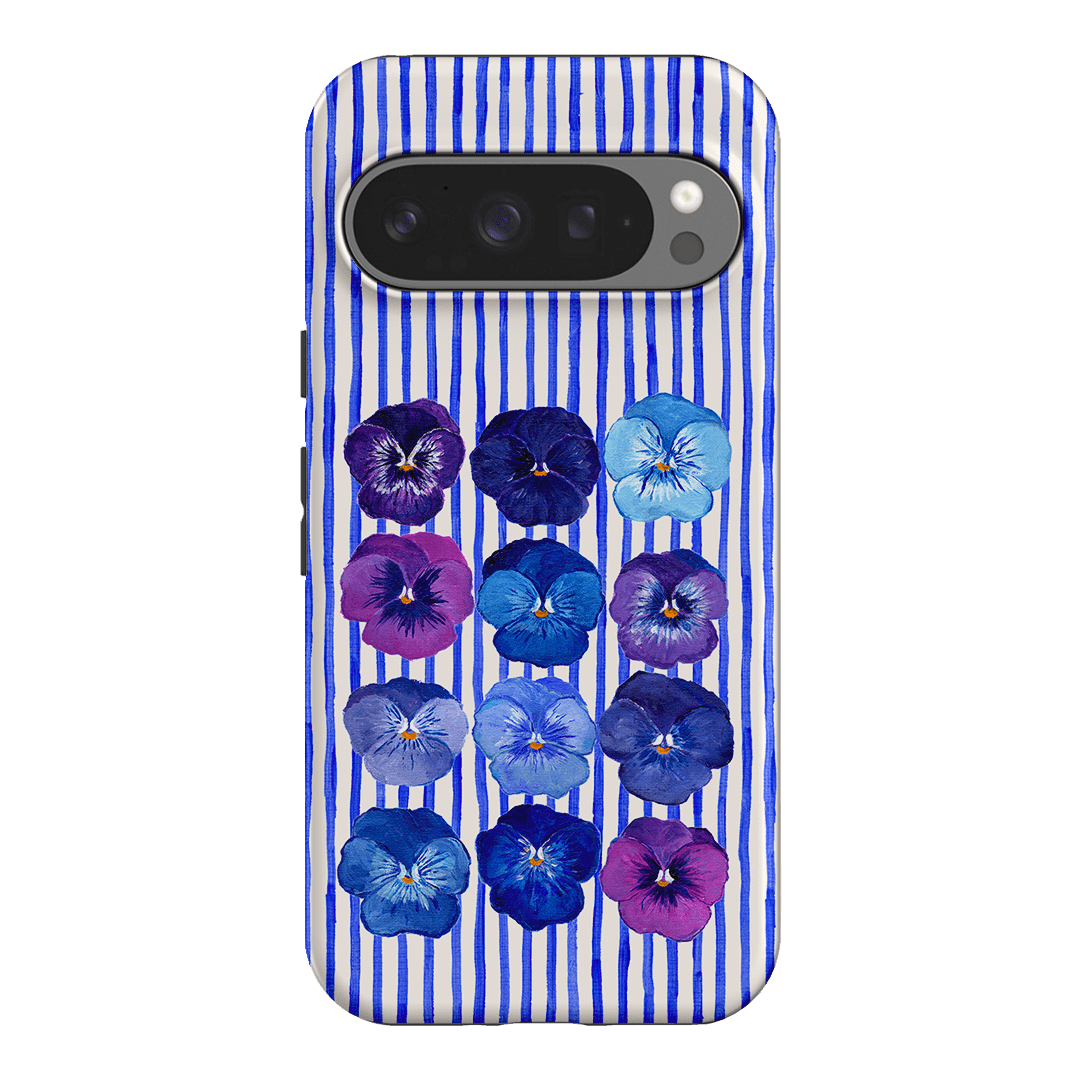 Striped Pansies Printed Phone Cases Google Pixel 9 Pro / Armoured by Kayla Henley - The Dairy