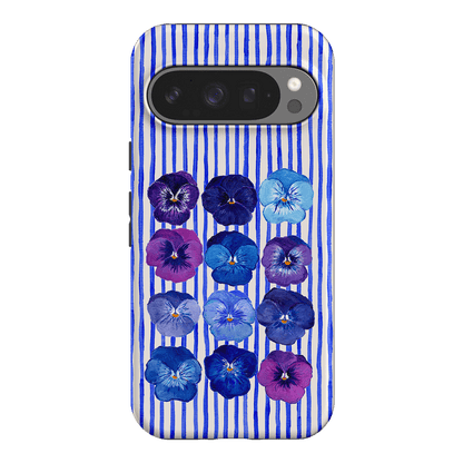 Striped Pansies Printed Phone Cases Google Pixel 9 Pro / Armoured by Kayla Henley - The Dairy
