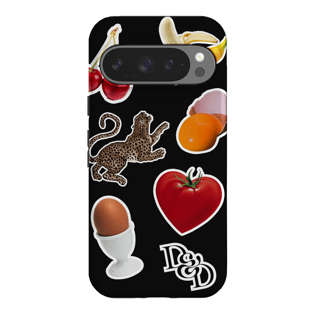 Sunday Stickers Black Printed Phone Cases Google Pixel 9 Pro / Armoured by Desmond & Dempsey - The Dairy
