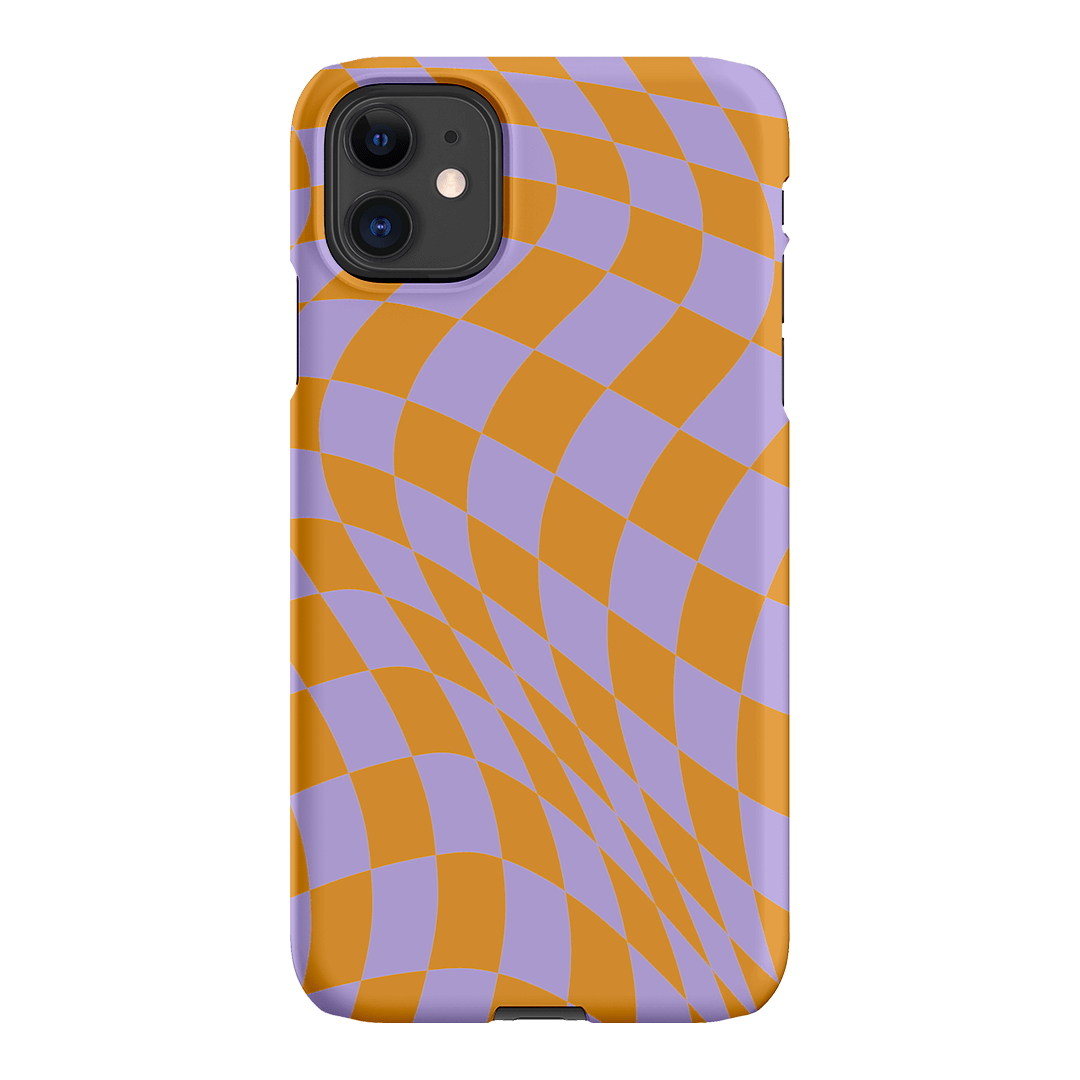Wavy Check Orange on Lilac Matte Case Matte Phone Cases iPhone 11 / Snap by The Dairy - The Dairy