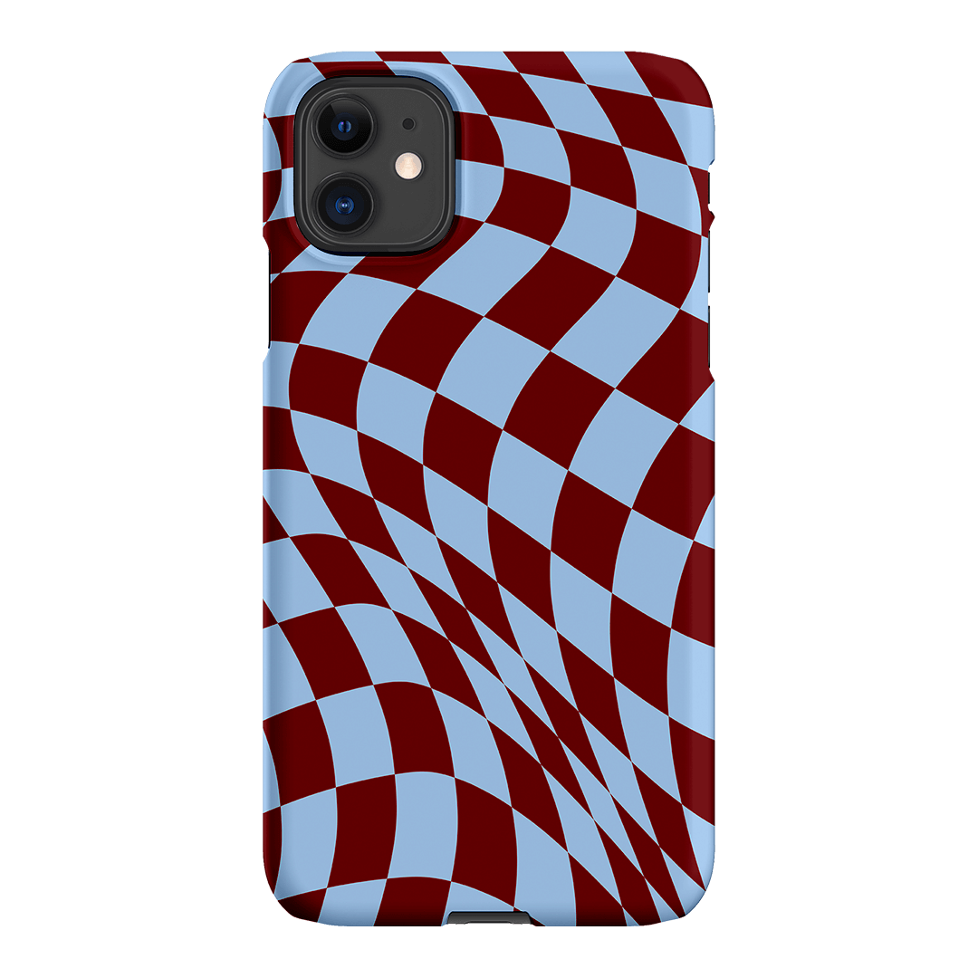 Wavy Check Sky on Maroon Matte Case Matte Phone Cases iPhone 11 / Snap by The Dairy - The Dairy