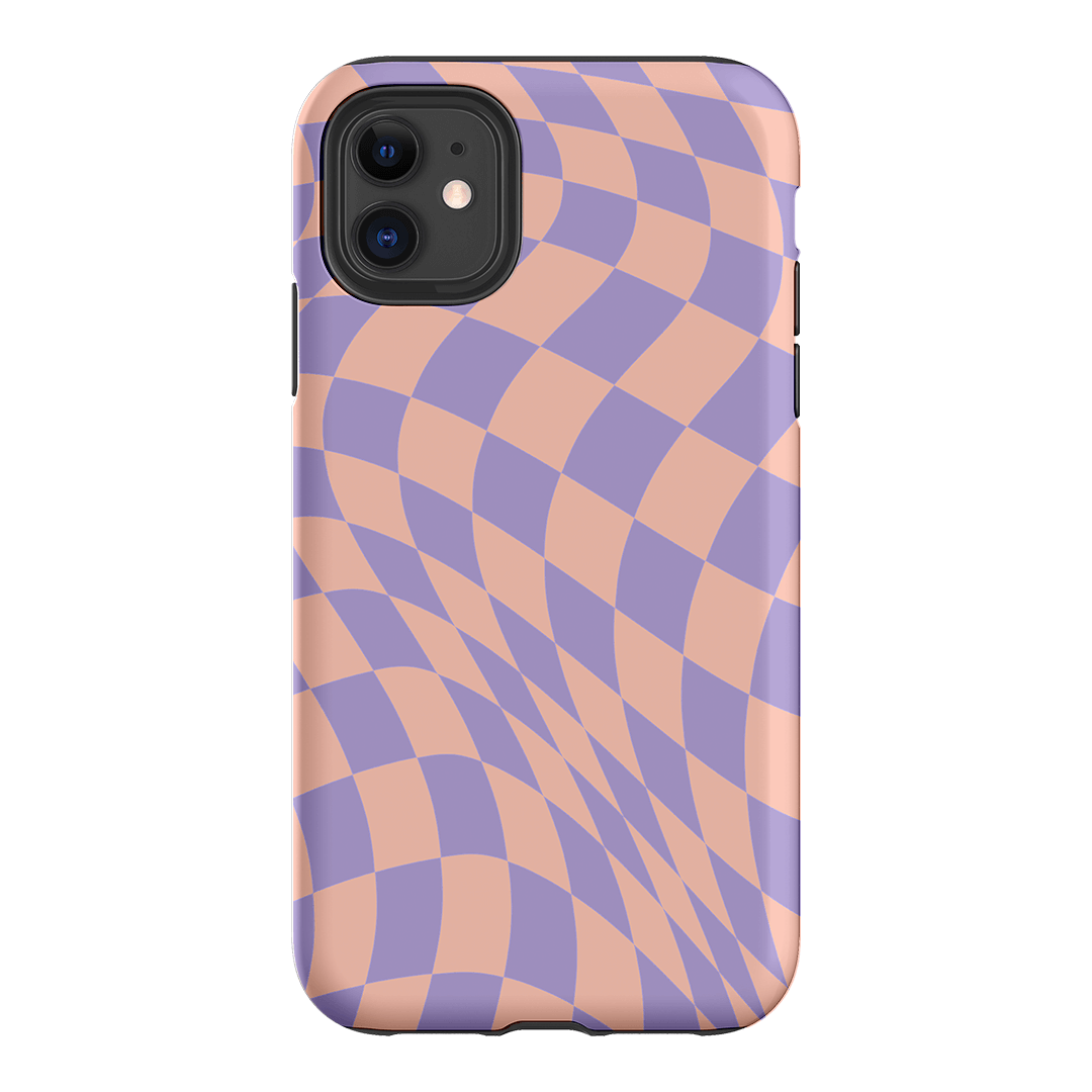 Wavy Check Lilac on Blush Matte Case Matte Phone Cases iPhone 11 / Armoured by The Dairy - The Dairy