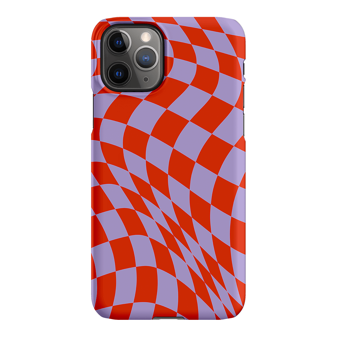 Wavy Check Scarlet on Lilac Matte Case Matte Phone Cases iPhone 11 Pro / Snap by The Dairy - The Dairy