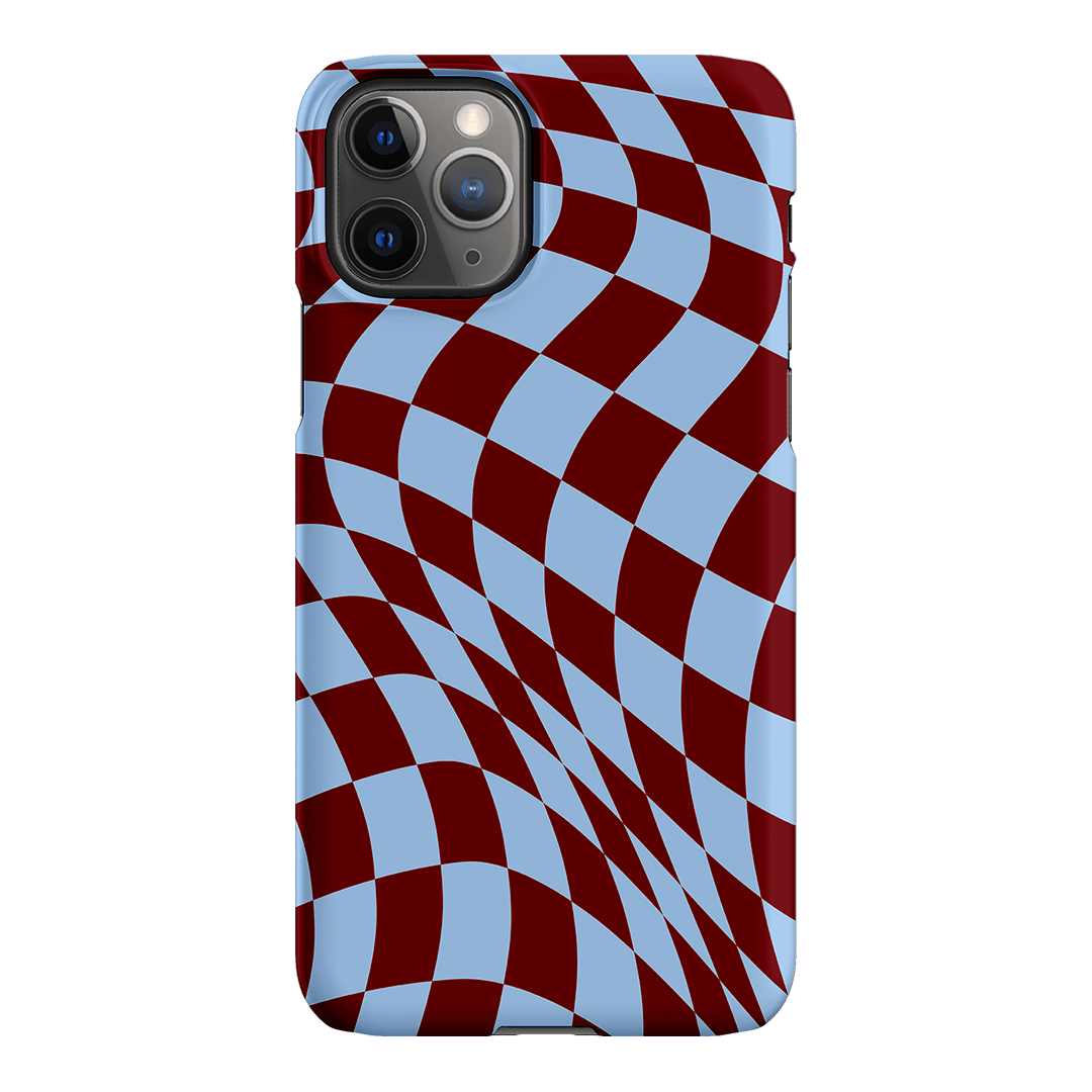 Wavy Check Sky on Maroon Matte Case Matte Phone Cases iPhone 11 Pro / Snap by The Dairy - The Dairy