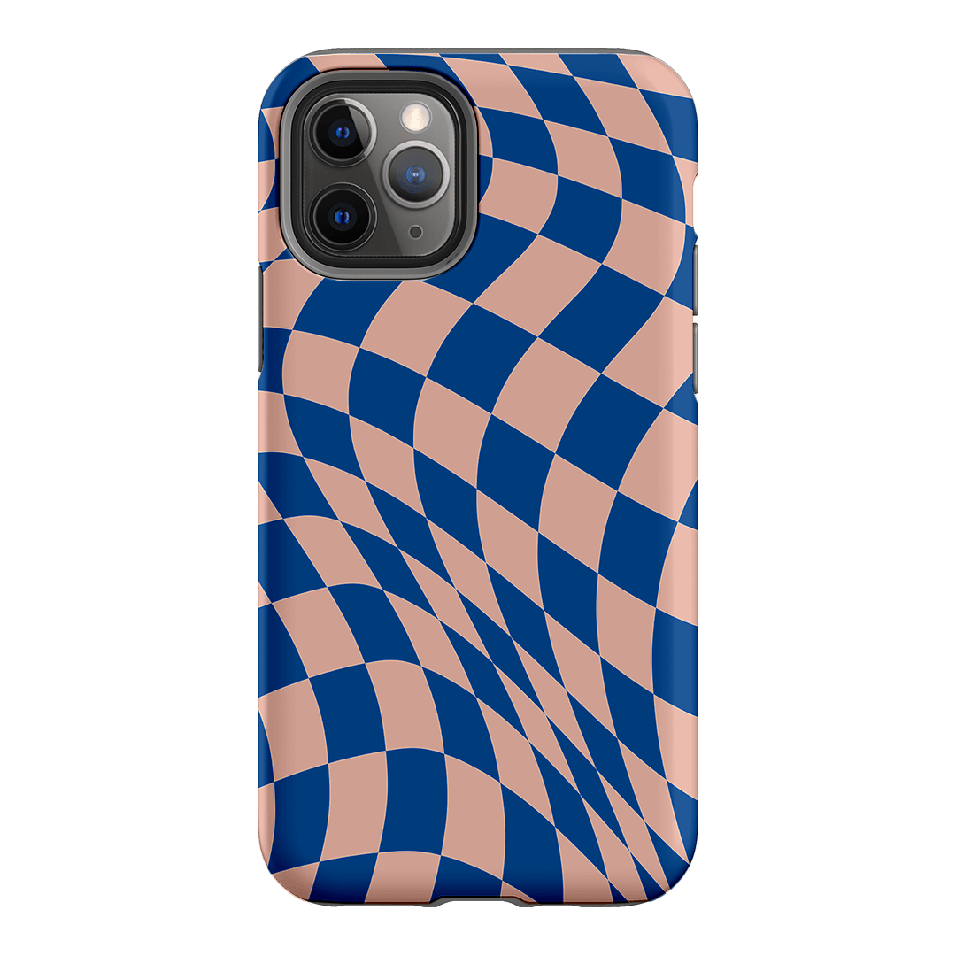 Wavy Check Cobalt on Blush Matte Case Matte Phone Cases iPhone 11 Pro / Armoured by The Dairy - The Dairy
