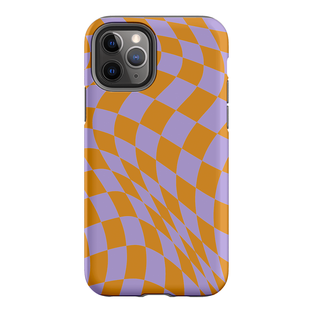 Wavy Check Orange on Lilac Matte Case Matte Phone Cases iPhone 11 Pro / Armoured by The Dairy - The Dairy