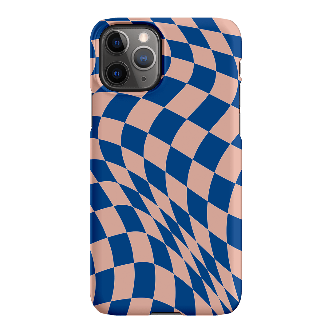 Wavy Check Cobalt on Blush Matte Case Matte Phone Cases iPhone 11 Pro Max / Snap by The Dairy - The Dairy