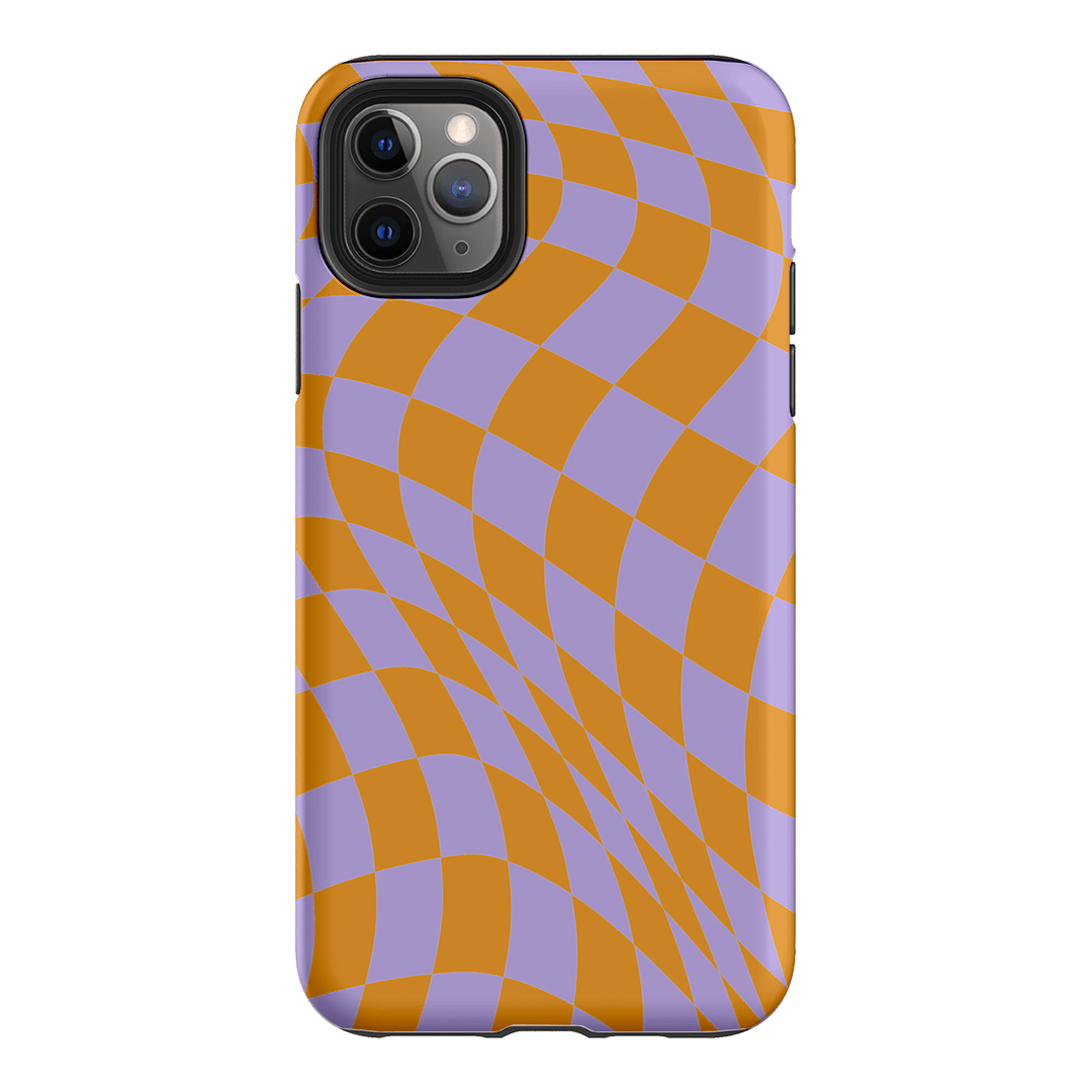 Wavy Check Orange on Lilac Matte Case Matte Phone Cases iPhone 11 Pro Max / Armoured by The Dairy - The Dairy