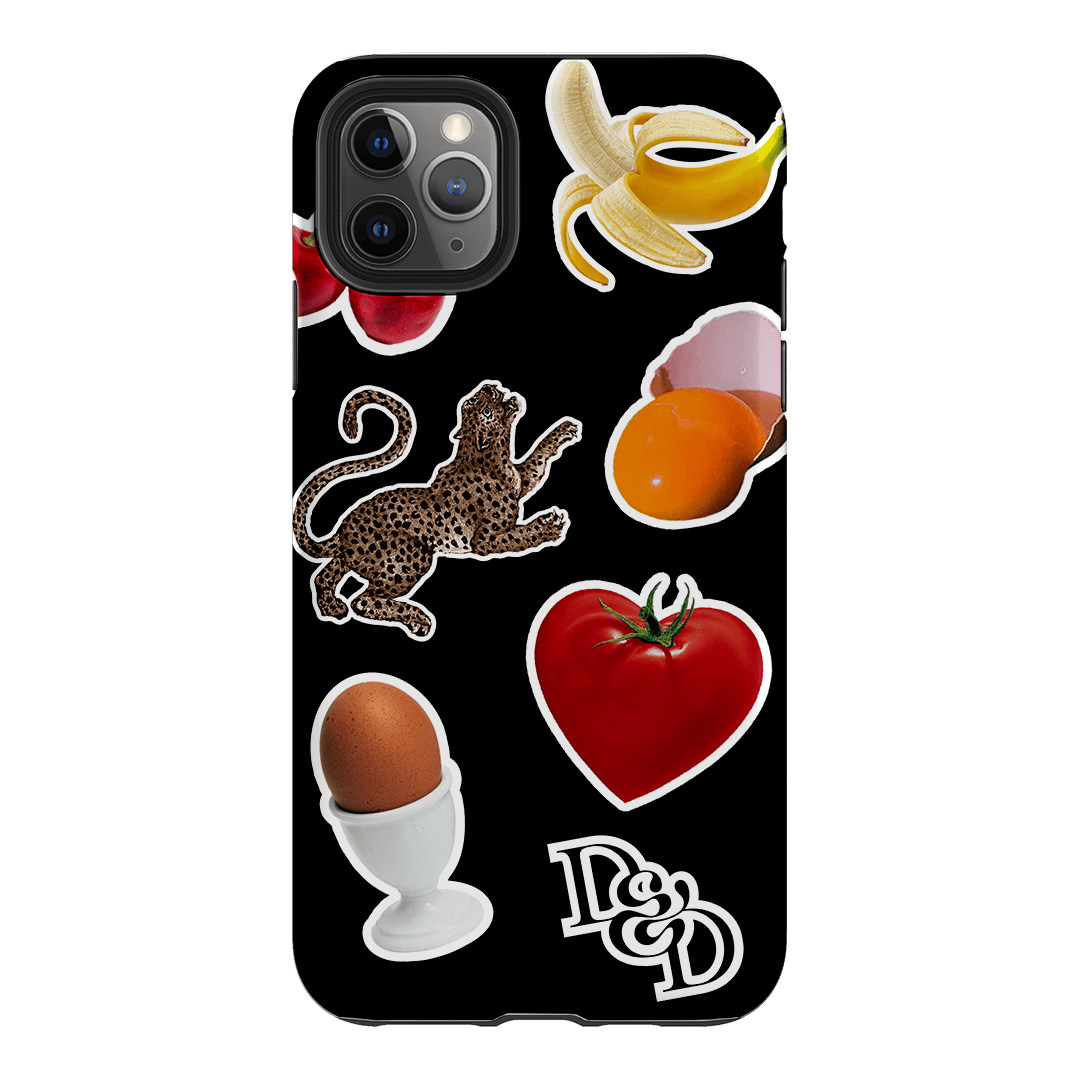 Sunday Stickers Black Printed Phone Cases iPhone 11 Pro Max / Armoured by Desmond & Dempsey - The Dairy