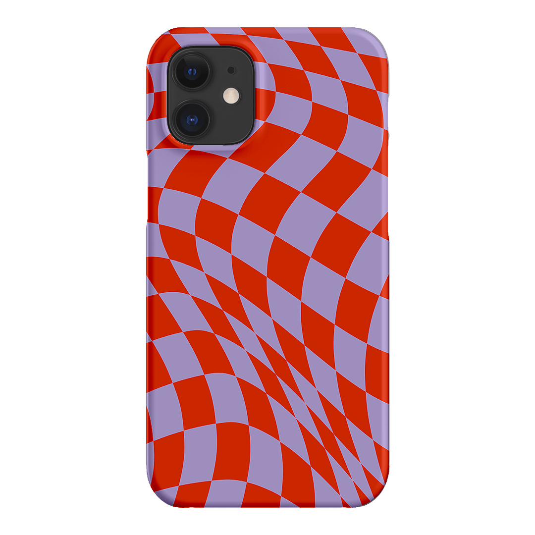 Wavy Check Scarlet on Lilac Matte Case Matte Phone Cases iPhone 12 / Snap by The Dairy - The Dairy