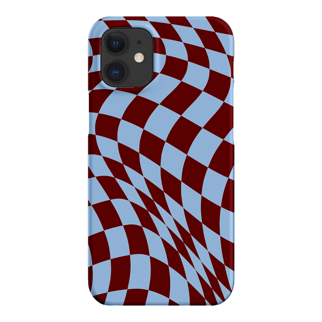 Wavy Check Sky on Maroon Matte Case Matte Phone Cases iPhone 12 / Snap by The Dairy - The Dairy