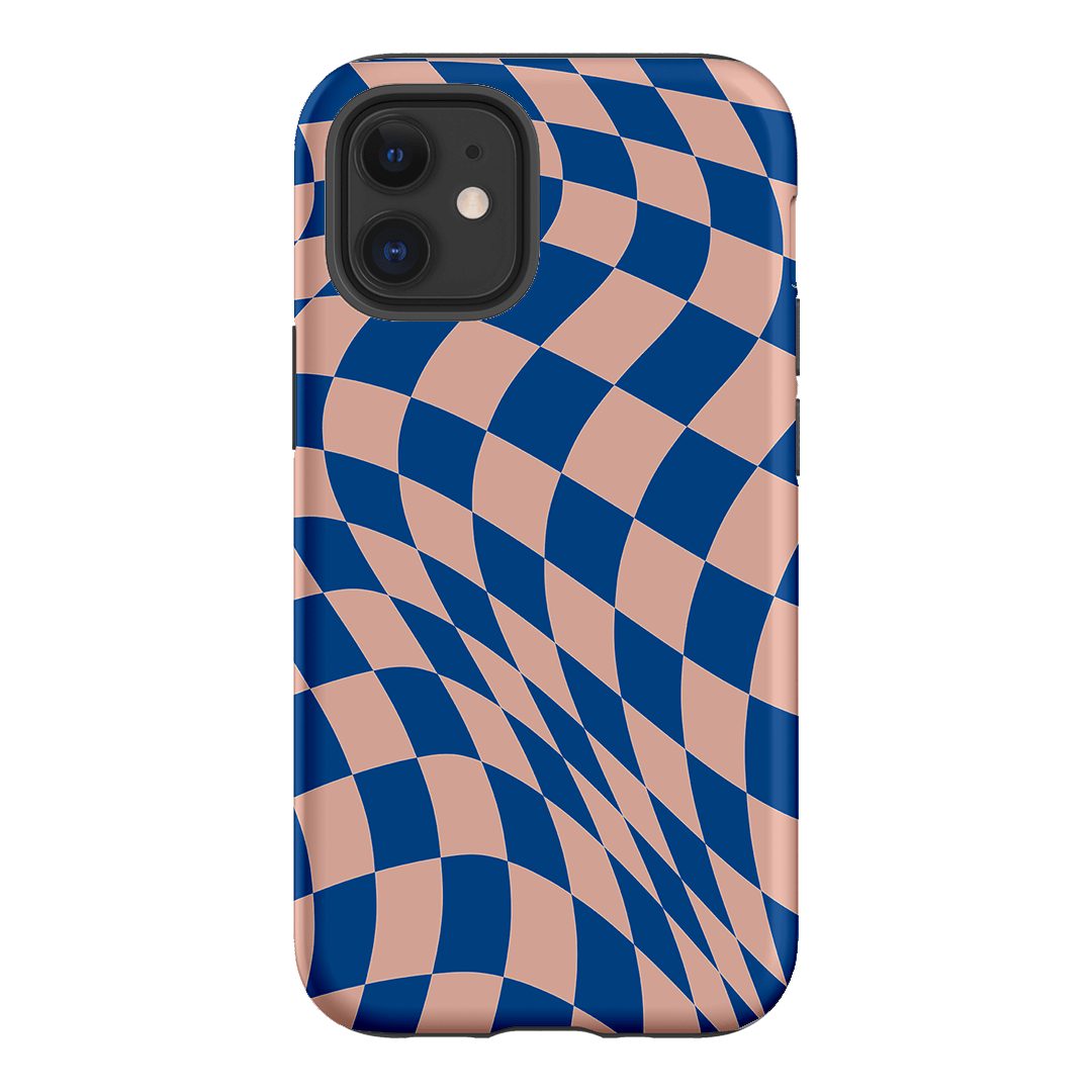 Wavy Check Cobalt on Blush Matte Case Matte Phone Cases iPhone 12 / Armoured by The Dairy - The Dairy