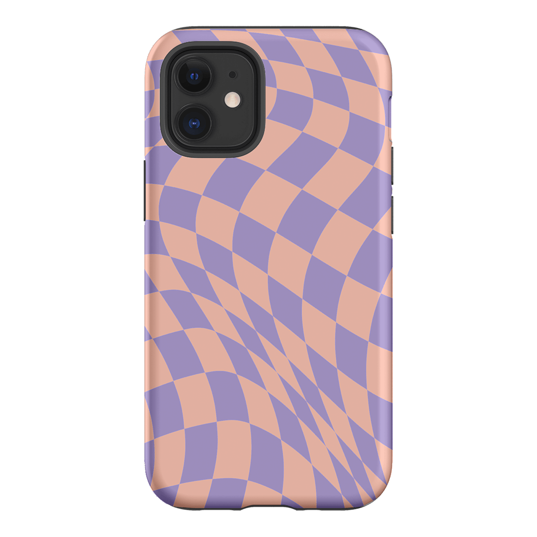 Wavy Check Lilac on Blush Matte Case Matte Phone Cases iPhone 12 / Armoured by The Dairy - The Dairy