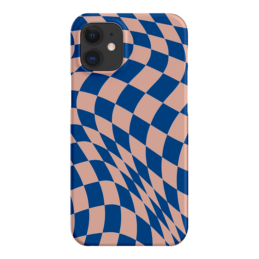 Wavy Check Cobalt on Blush Matte Case Matte Phone Cases iPhone 12 Mini / Snap by The Dairy - The Dairy