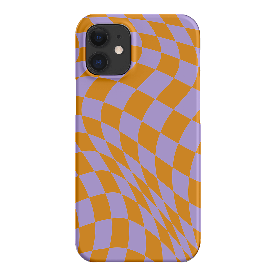 Wavy Check Orange on Lilac Matte Case Matte Phone Cases iPhone 12 Mini / Snap by The Dairy - The Dairy
