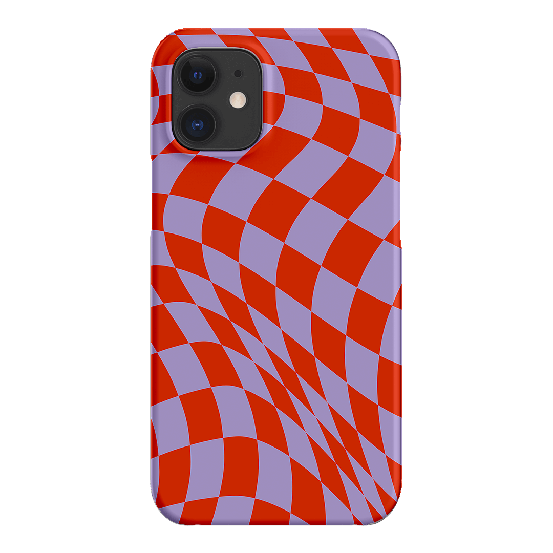 Wavy Check Scarlet on Lilac Matte Case Matte Phone Cases iPhone 12 Mini / Snap by The Dairy - The Dairy
