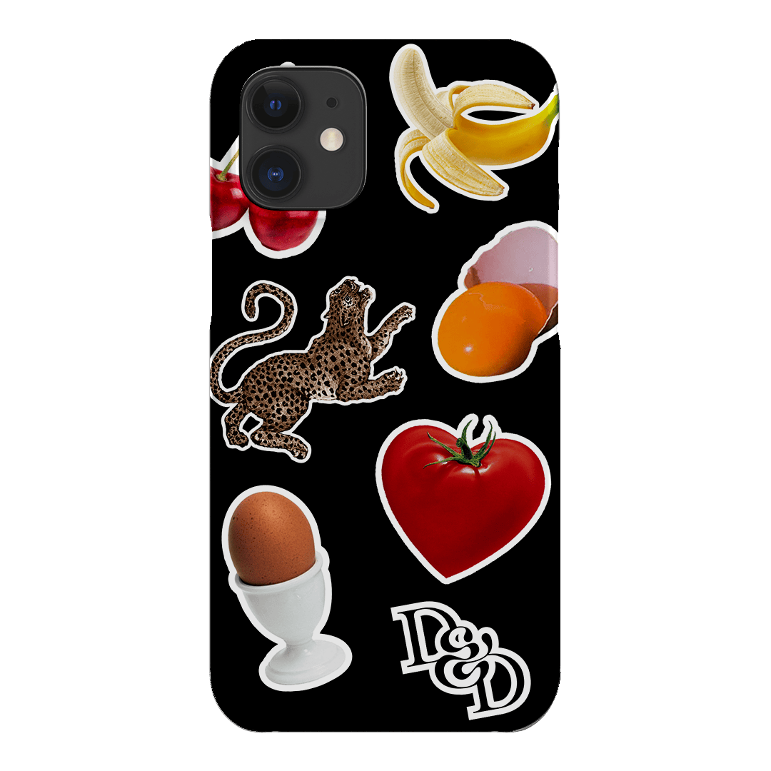 Sunday Stickers Black Printed Phone Cases iPhone 12 Mini / Snap by Desmond & Dempsey - The Dairy