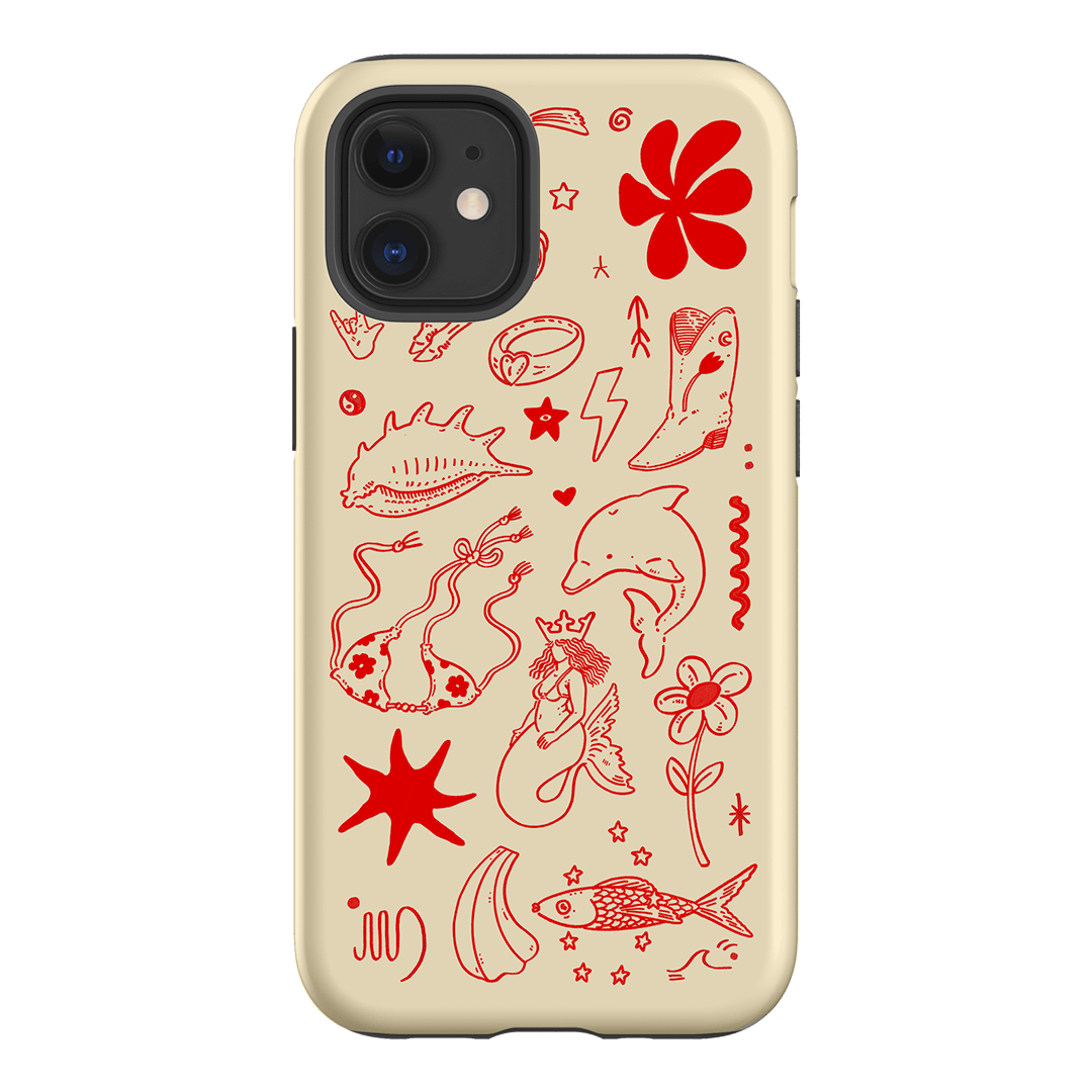 Spiced Cowboy Cream and Red Line Art Design Phone Case – The Dairy Spiced Cowboy Cream and Red Line Art Design Phone Case – The Dairy