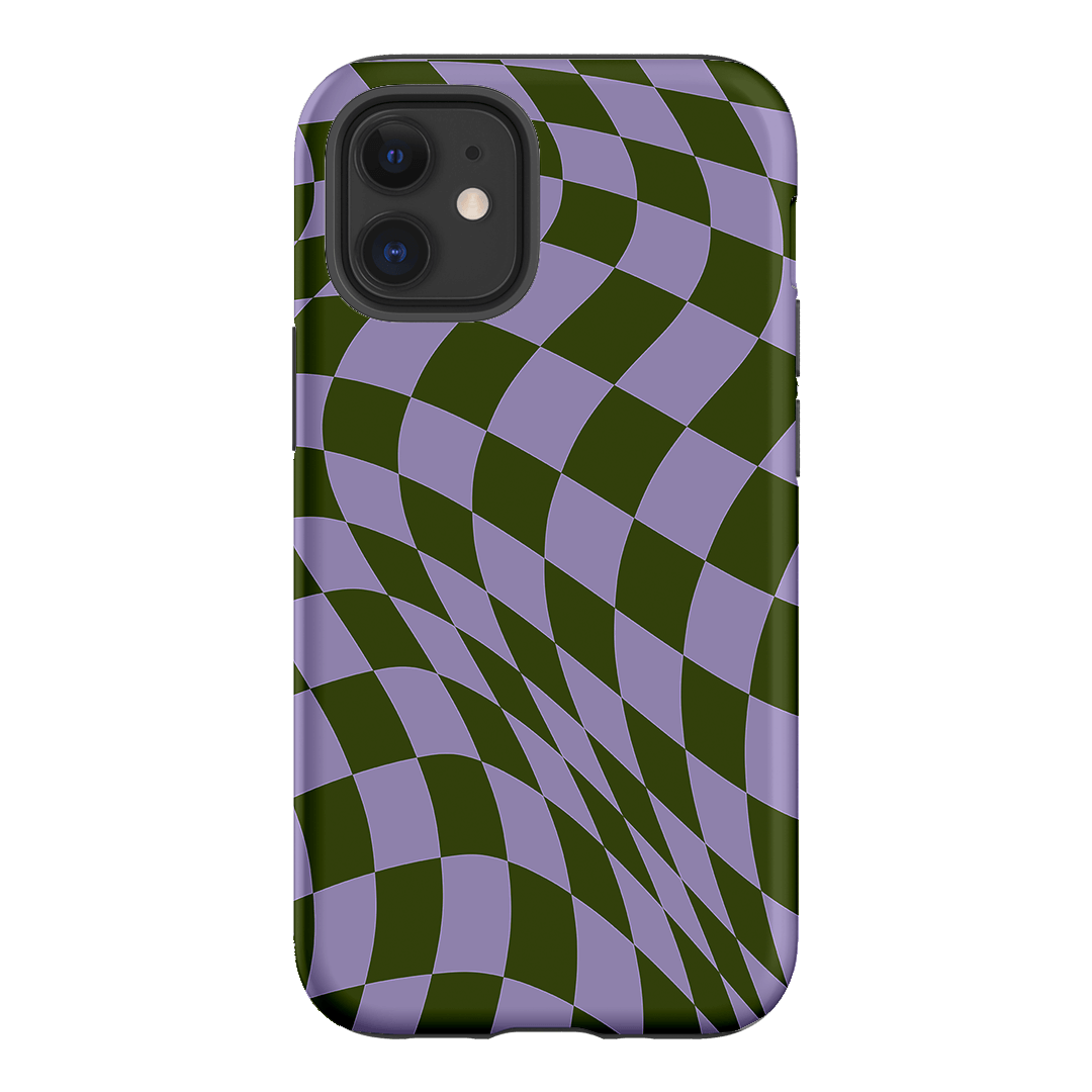Wavy Check Forest on Lilac Matte Case Matte Phone Cases iPhone 12 Mini / Armoured by The Dairy - The Dairy