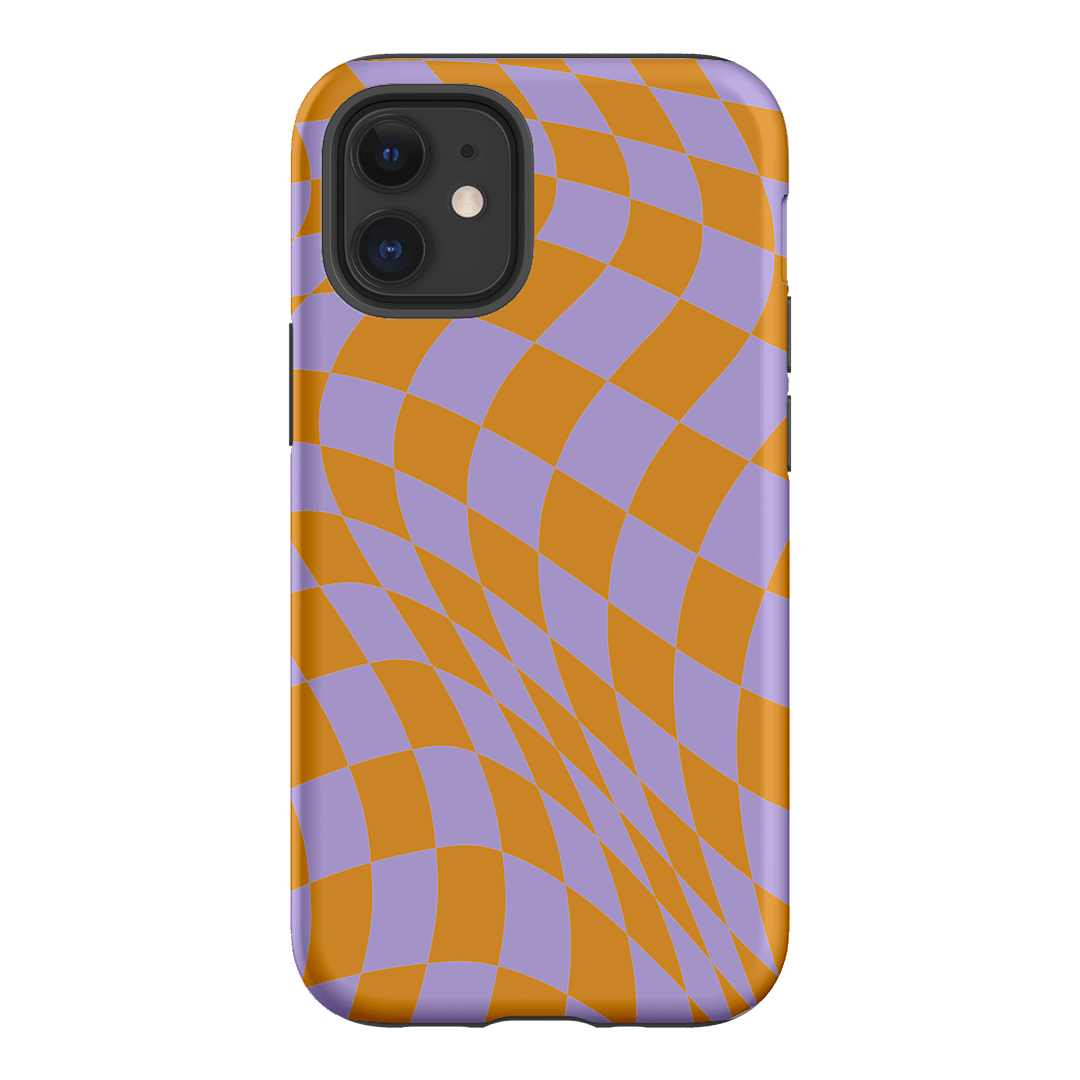 Wavy Check Orange on Lilac Matte Case Matte Phone Cases iPhone 12 Mini / Armoured by The Dairy - The Dairy