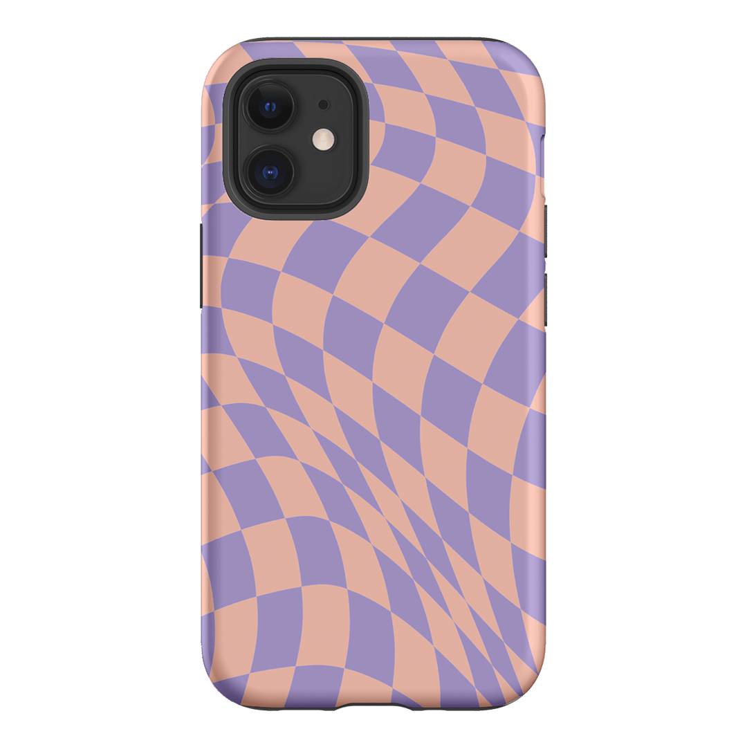 Wavy Check Lilac on Blush Matte Case Matte Phone Cases iPhone 12 Mini / Armoured by The Dairy - The Dairy