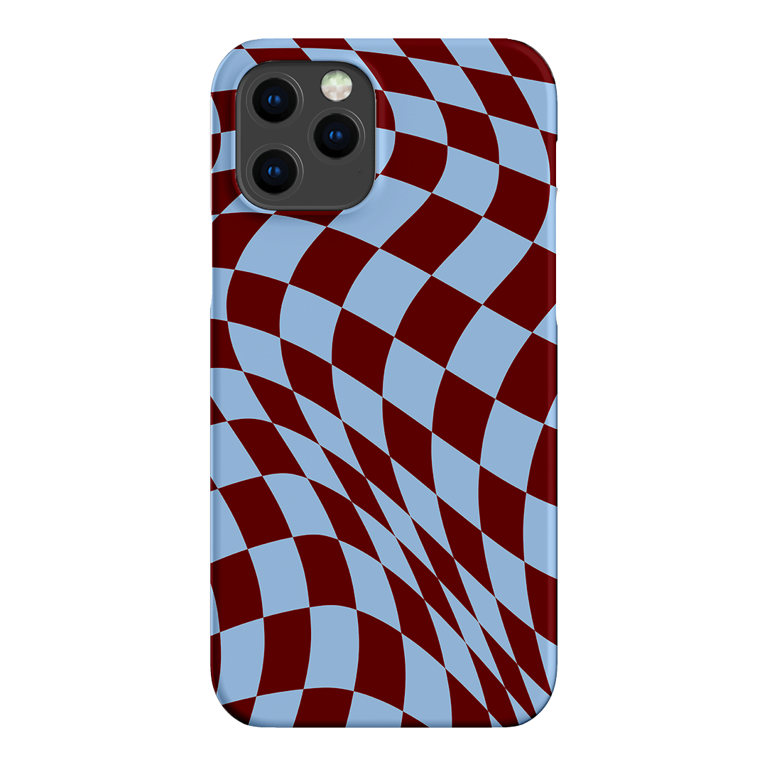 Wavy Check Sky on Maroon Matte Case Matte Phone Cases iPhone 12 Pro / Snap by The Dairy - The Dairy