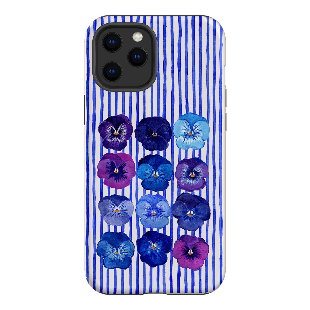 Striped Pansies Printed Phone Cases iPhone 12 Pro / Armoured by Kayla Henley - The Dairy