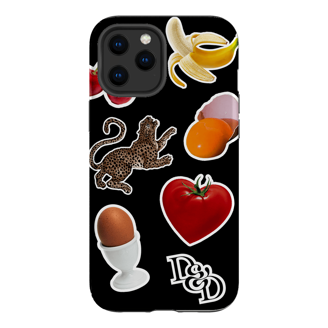 Sunday Stickers Black Printed Phone Cases iPhone 12 Pro / Armoured by Desmond & Dempsey - The Dairy