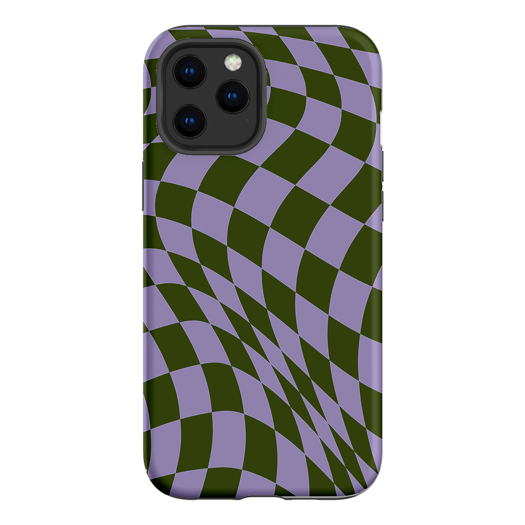 Wavy Check Forest on Lilac Matte Case Matte Phone Cases iPhone 12 Pro / Armoured by The Dairy - The Dairy