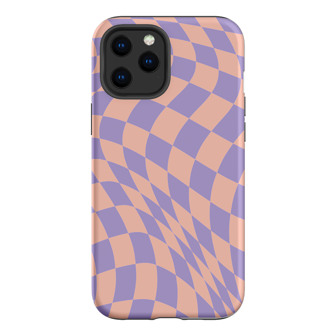 Wavy Check Lilac on Blush Matte Case Matte Phone Cases iPhone 12 Pro / Armoured by The Dairy - The Dairy